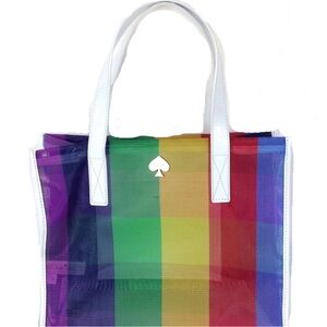KATE SPADE Mayan Riviera
Grayce Mesh Tote Bag Rainbow NWOT white patent gold